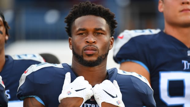 Tennessee Titans free safety Kevin Byard (31) during the national anthem before the game against the New England Patriots at Nissan Stadium.